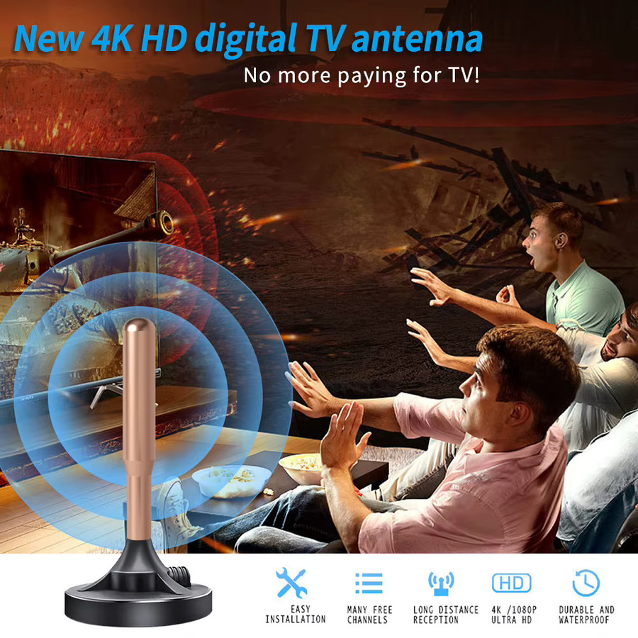 4K Luxus High-End Digital-TV-Antenne mit Verstärker für Innen- und Außenbereich in Gold - Bild 5