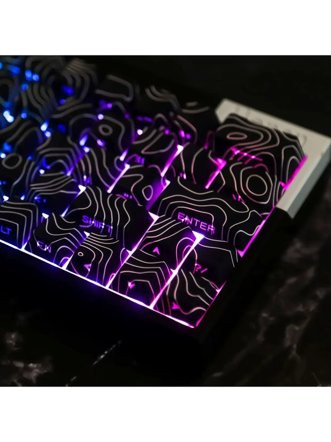 Contour 4.0 Gaming-Tastenkappen Set aus PBT in Weiß mit seitlicher Gravur und durchscheinenden Buchstaben für mechanische Tastaturen mit Magnetschaltern, 97 Tasten, kompatibel mit F75 und GMK87 - Bild 2