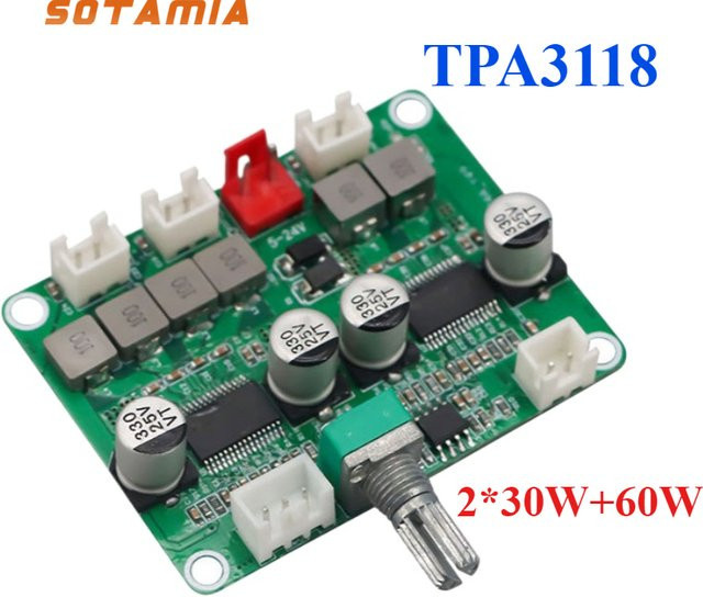 SOTAMIA TPA3118 Mini HiFi Digital Verstärker 2,1 Kanal in Grün mit 2x30W + 60W Leistung für Musik und Subwoofer - Bild 1