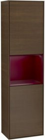 V&B Hochschrank Finion Badewandmöbel aus Walnuss mit LED-Beleuchtung und Glasfachböden, B: 41,8 cm, H: 151,6 cm - Bild 1