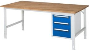 Rau Arbeitstisch Tom KM06 höhenverstellbar braun mit B-Platte 25mm, B/T/H: 200 x 100 x 76-108 cm - Bild 1