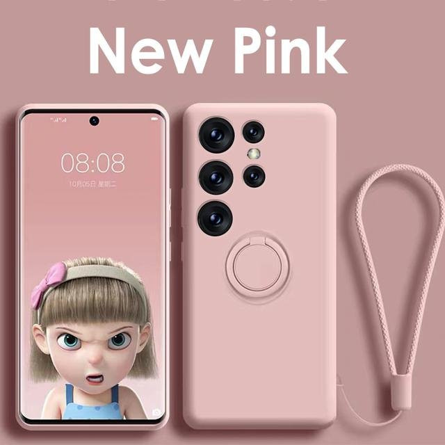 Magnetische Flüssigsilikon Hülle für Samsung Galaxy S24 S23 S22 S21 S20 Ultra Plus FE Note 20 A54 A53 A52 A13 A14 A34 in Transparent oder Pink - Bild 1