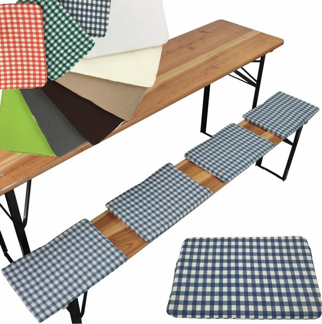NYVI Bierbank Sitzkissen Gala 4er Set, Blau Kariert, B/T: 36 x 25 cm - Bild 1