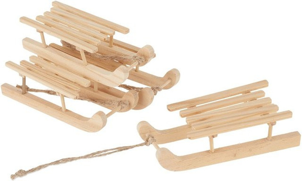 VBS Miniatur-Schlitten Delme aus Holz in Beige für Tabletop und Adventskranz