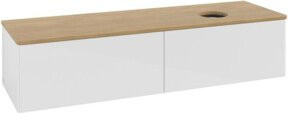 V&B Waschtischunterschrank Antao mit Beleuchtung, Farbe Eiche Honig und Weiß lackiert, B/T/H: 160 x 50 x 50 cm - Bild 1