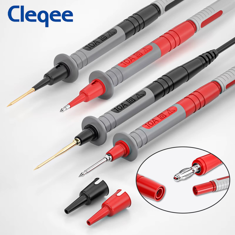 Cleqee P1033B Multimeter-Messleitungsset mit Drahtpiercing-Sonden und Punkthaken-Sonden, 4 mm Bananenstecker, Rot, 1000 V/20 A - Bild 1