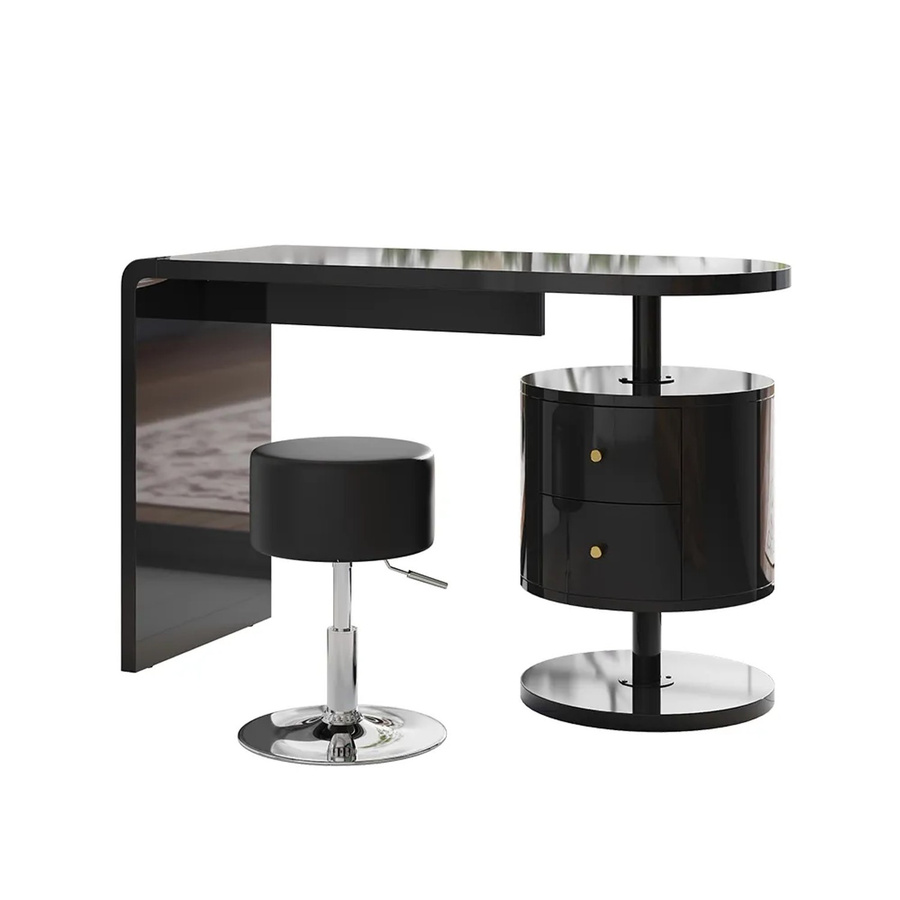 Vicco Schminktisch Lara Schwarz Hochglanz mit Hocker Breite: 120 cm - Bild 3