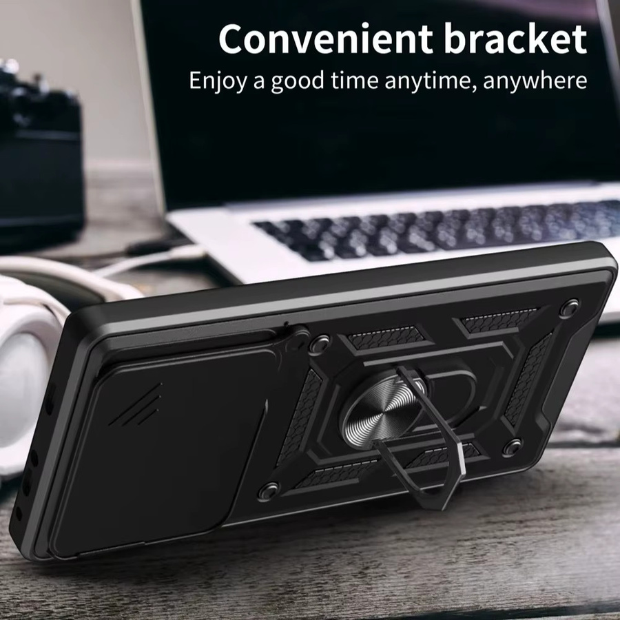 Motorola Moto Edge 70 Magnetische Schutzhülle mit 360 Grad drehbarem Ring und Kameraobjektiv-Schutz in Schwarz - Bild 3