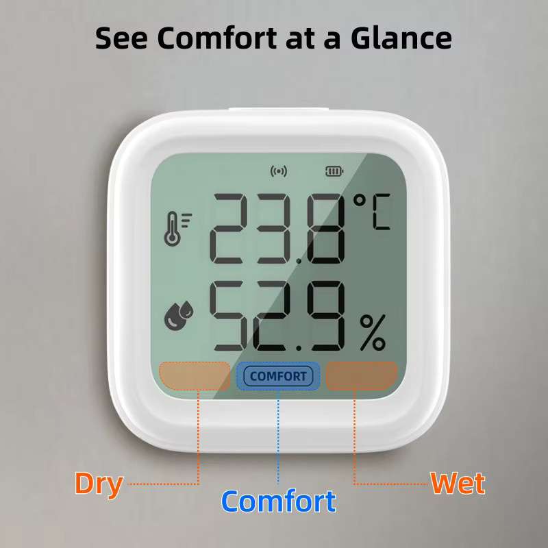 Tuya Smart Home Bluetooth Temperatur- und Feuchtigkeitssensor mit LCD-Display und App-Steuerung, Weiß - Bild 2