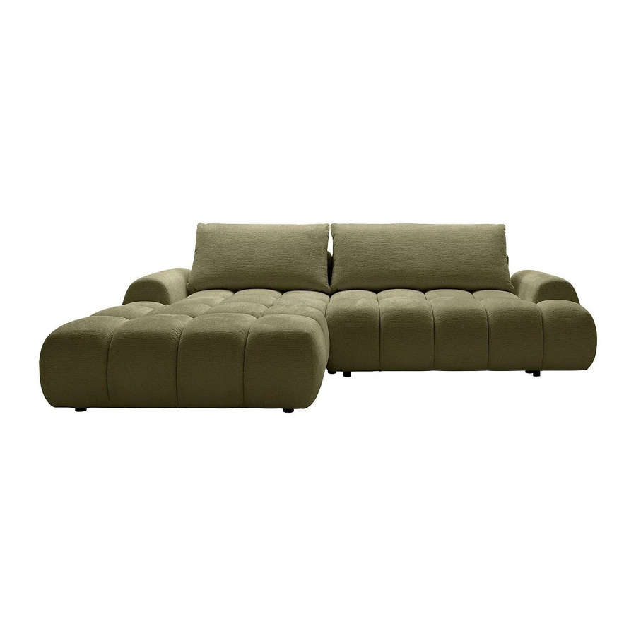 Vente-unique Schlafsofa Farneta in Grün mit L-Form und Polsterung aus Chenille-Stoff, Breite: 280 cm - Bild 2