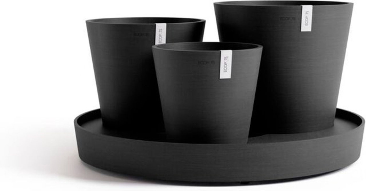 Ecopots Dubai Er Blumentopf aus Kunststoff in Anthrazit und Schwarz, B: 56,5 cm, H: 30,7 cm, für Innen- und Außenbereich - Bild 1