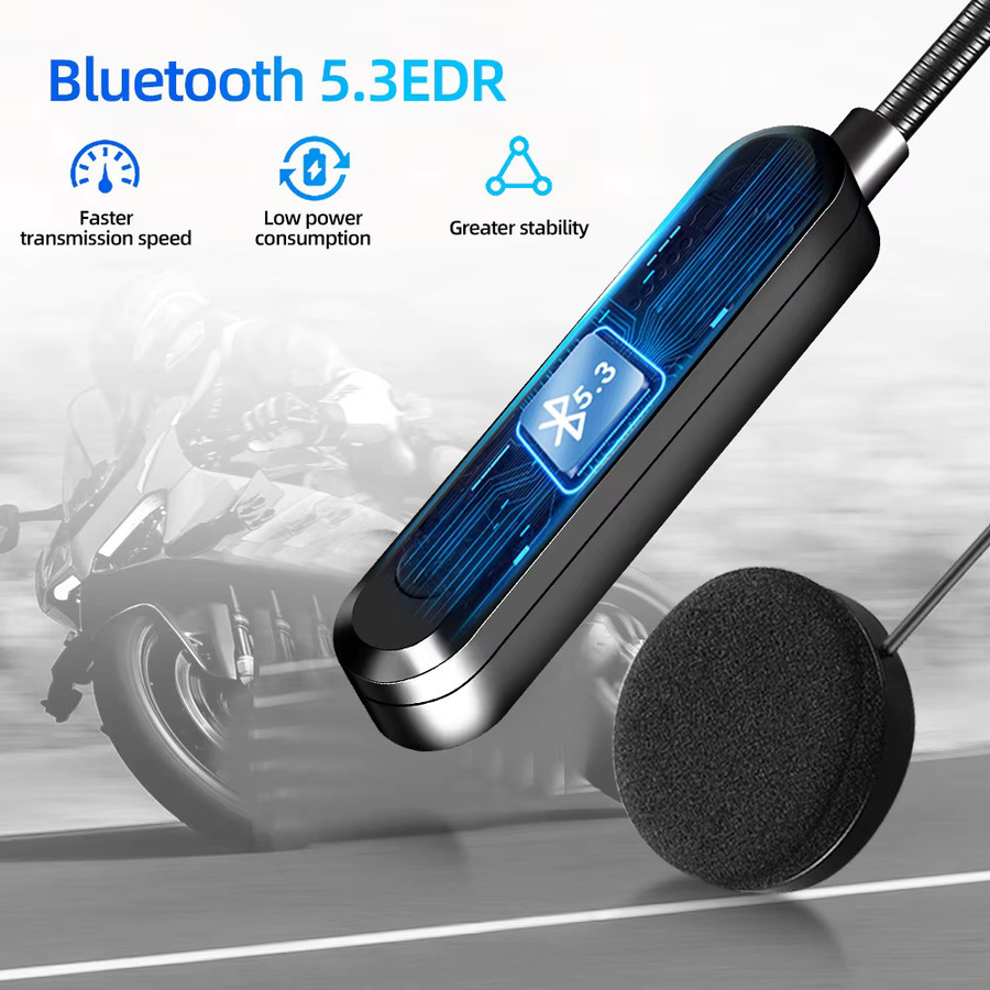 NYF Bluetooth 5.3 Motorradhelm-Headset Kabelloses Freisprech-Stereo-Headset in Schwarz - Bild 2