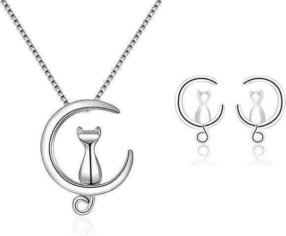 Allbestart Schmuckset, 925 Silber, Halskette und Ohrringe, Damen, 45cm - Bild 1