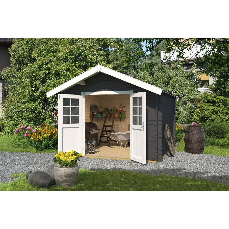 WEKA Gartenhaus 209 aus Holz mit Satteldach in Graphitgrau, B/H/T: 333 x 261 x 360 cm - Bild 2