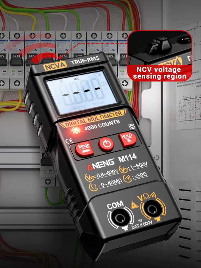 ANENG M114 True RMS Digital-Multimeter mit NCV-Tester und Spannungsprüfer in Schwarz - Bild 6