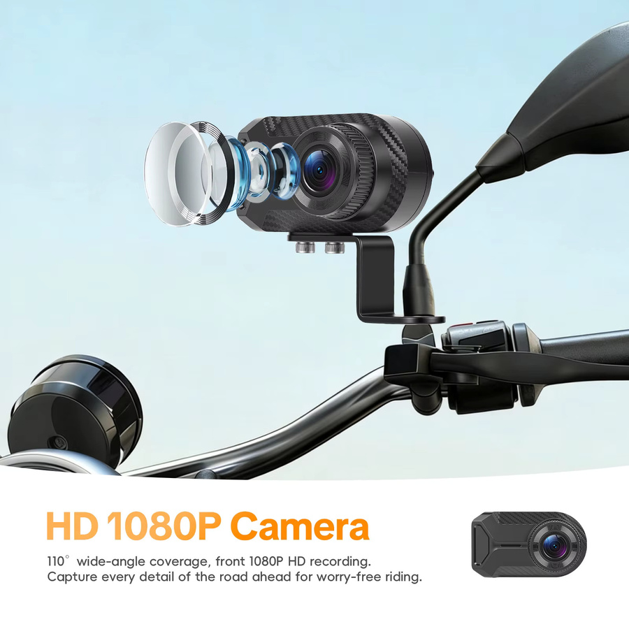 Podofo Full HD 1080P WiFi Motorrad-Dashcam Wasserdichte Videorekorder für Elektrofahrzeuge in Schwarz - Bild 6
