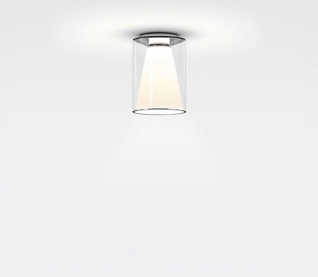 Serien Lighting Drum Ceiling XS Long LED-Deckenleuchte aus Glas und Aluminium in Silber mit transparentem Schirm und warmweißem Licht (3000K) - Bild 1