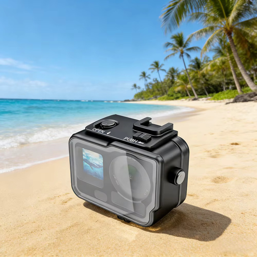 Seafrogs Wasserdichtes Aluminium Gehäuse für DJI Action 6 in Schwarz mit Filterrahmen und Griff - Bild 3