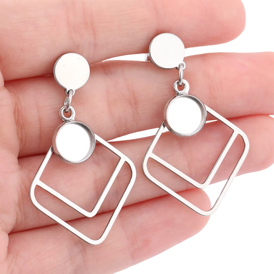 onwear Creolen-Basen Edelstahl, Doppel-Quadrat, 8mm, Schmuckzubehör - Bild 3