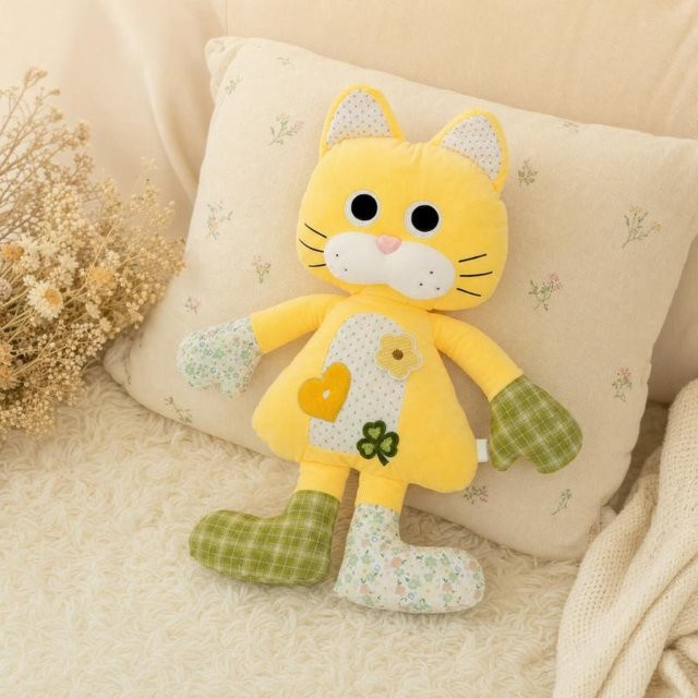 Linyi toy Stoffpuppe Katze Plüschtier, Gelb, 55-60cm - Bild 1