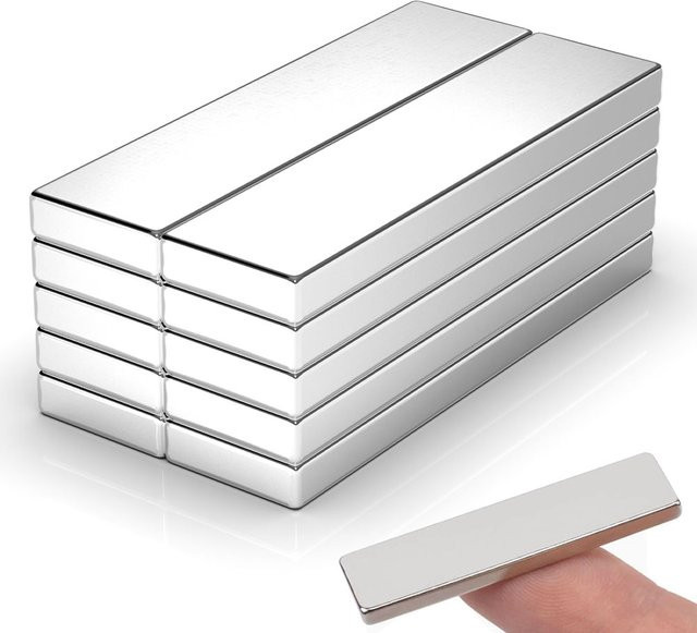 U-POLEMAG Rechteckiger Hochleistungsmagnet in Silber, B/H/T: 40 x 10 x 3 mm - Bild 1