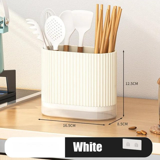 Essstäbchenhalter und Löffel-Aufbewahrungsbox von Binchi Lighting Appliances in Weiß als Wandmontage-Abtropfgestell für die Küche - Bild 1