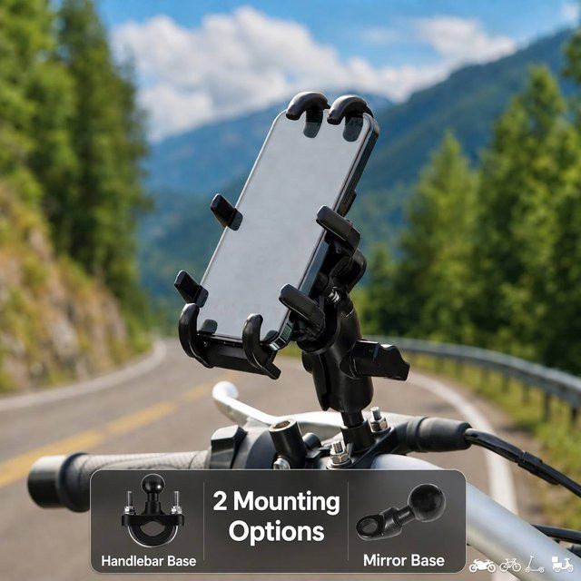Universelle Moto Motorrad Telefonhalterung für Lenker und Roller, stoßfeste GPS Smartphone-Klemme in Schwarz und Multicolour - Bild 1