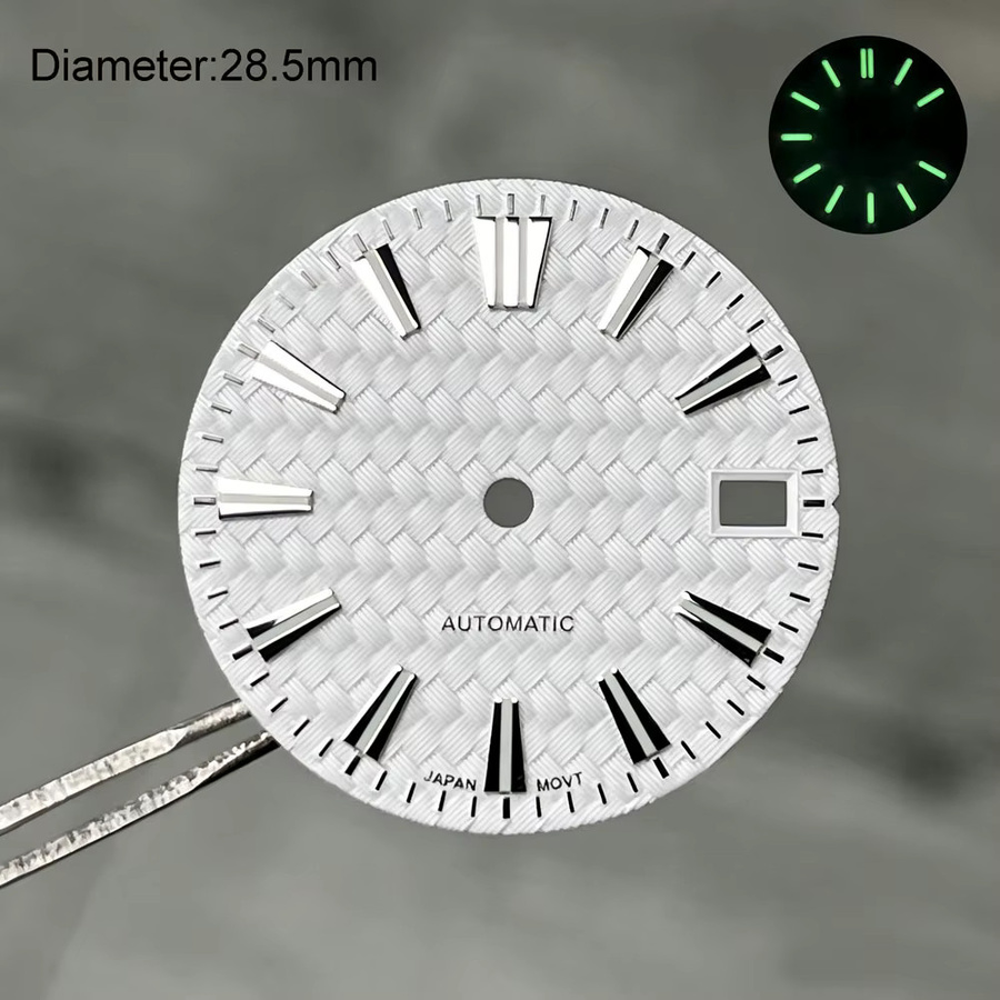 FLZX Zifferblatt, 28,5 mm, NH35, Gewebtes Muster, Rot Grün Lila - Bild 2