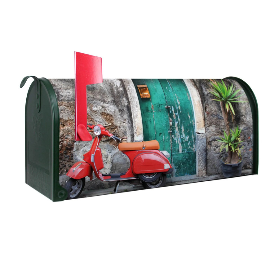 Banjado Amerikanischer Briefkasten Grün mit Motiv Italienischer Roller, B/H/T: 48 x 22 x 16 cm - Bild 2