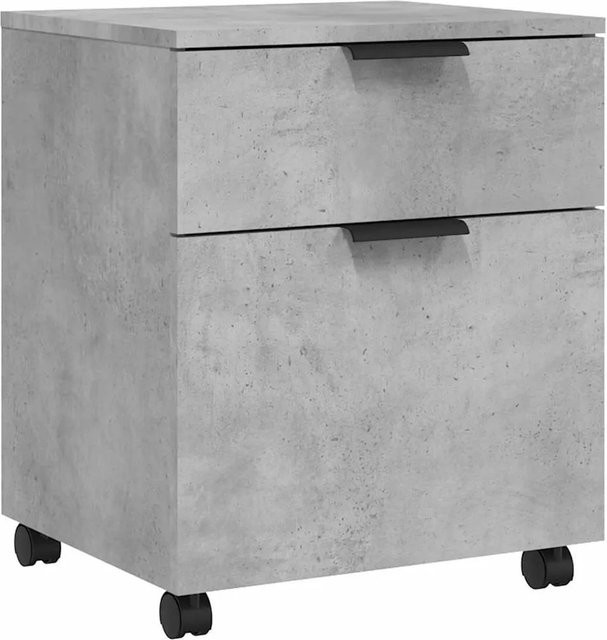DELUKE Rollcontainer MOSAB Rollbar in Betongrau mit Rollen als Nachttisch oder Aktenschrank, B/T/H: 45 x 38 x 54 cm - Bild 1