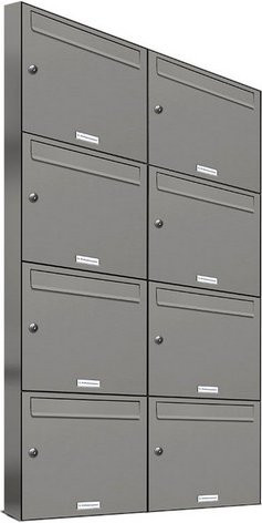 AL Briefkasten-System für 8 Parteien, Aufputzmontage, grau, B/H/T: 153,355 x 136,8 x 11,6 cm - Bild 1