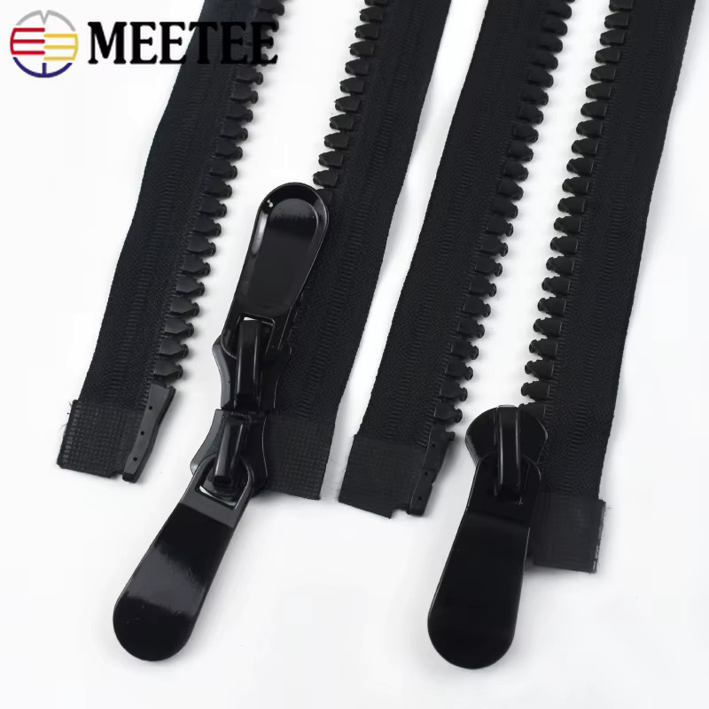 Meetee Kunststoff-Reißverschluss Reparatur-Set mit Doppel- und Einzelschieber für Taschen und Zelte, Farben: Schwarz und Weiß, Länge: 70-150 cm - Bild 4