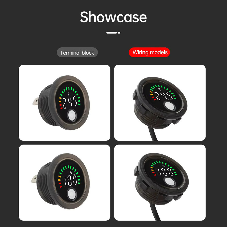 Gaqqee DC DC7-100V Mini LED Digital Voltmeter Wasserdichtes Rundes Display zur Spannungsanzeige in Schwarz oder Weiß - Bild 3