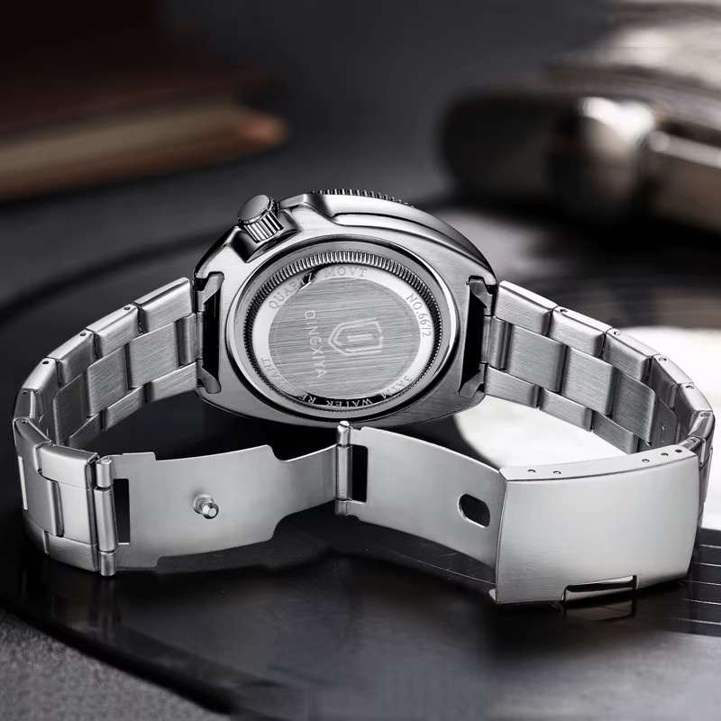 Qingxiya Armbanduhr Quarz, Edelstahl, Blau, Herren - Bild 2