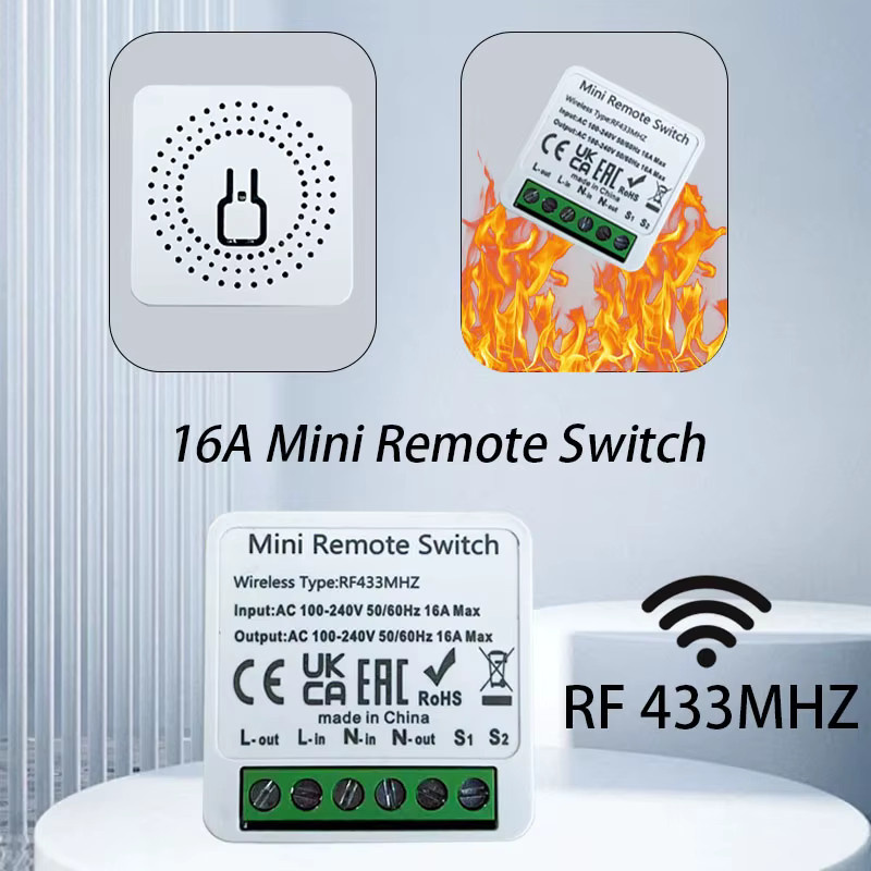 Szaoju RF 433MHz Smart Switch Mini DIY Drahtlose Fernbedienung Lichtschalter 16A Relais-Empfänger Automatisierungsmodul für LED-Lampen in Weiß - Bild 2