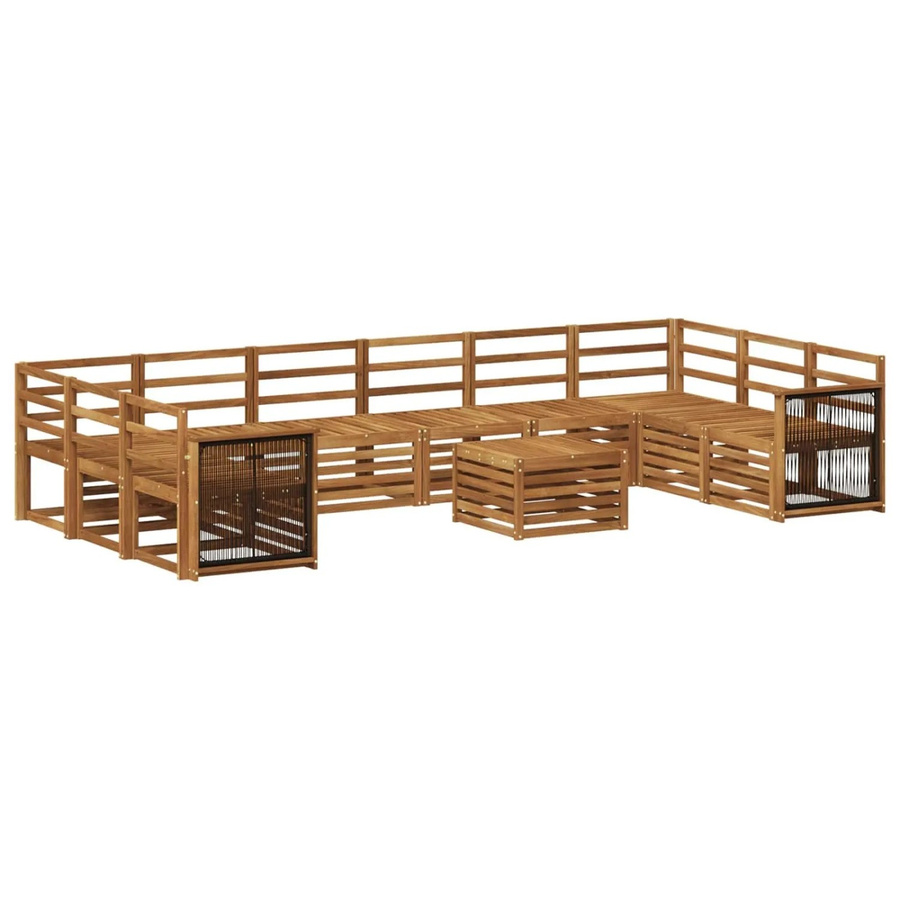 vidaXL Outdoor-Sofagarnitur aus Massivholz Akazie in Natur Braun, 8-teiliges Set mit Tisch, Ecksofas und Sesseln im modernen Latten-Design - Bild 2