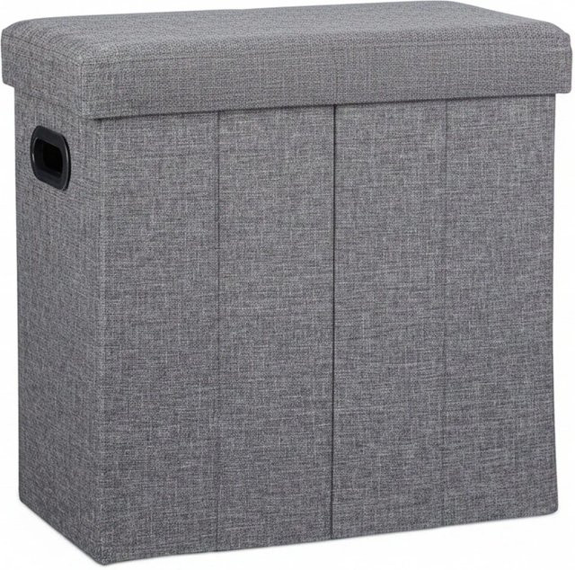Relaxdays Sitzhocker aus MDF und Polyester in Dunkelgrau, faltbar mit Griffen, B/T/H: 49,5 x 46 x 25,5 cm - Bild 1
