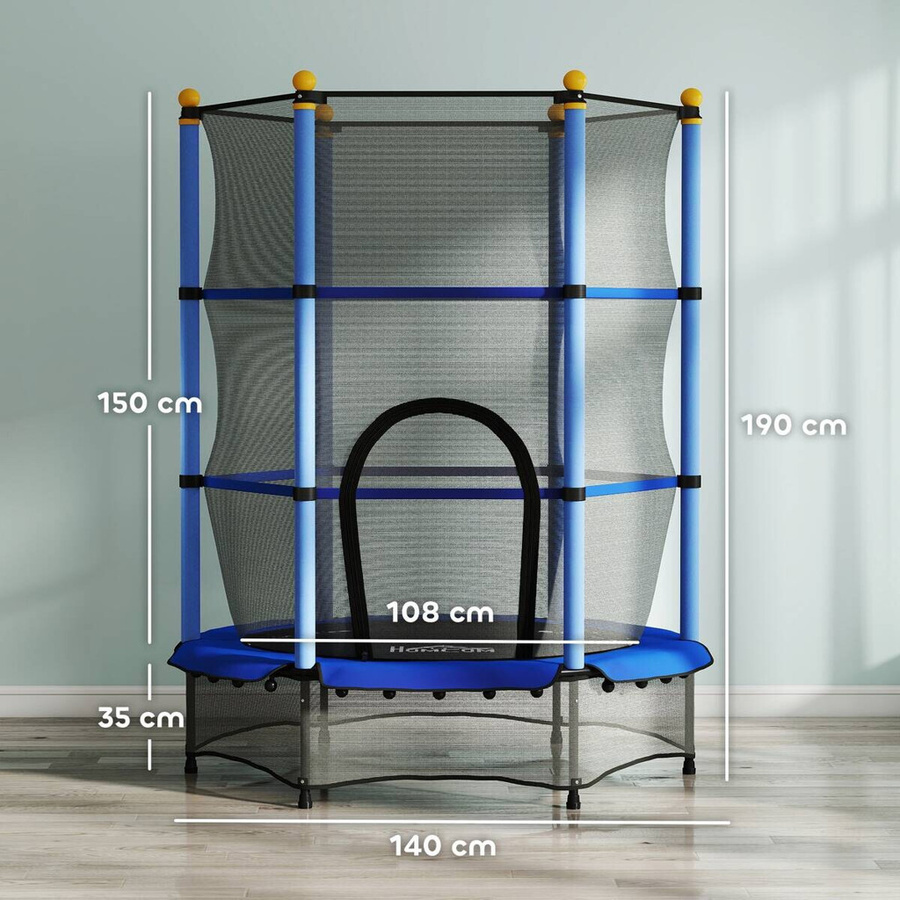 HOMCOM Kindertrampolin mit Sicherheitsnetz und Randabdeckung Blau - Bild 5