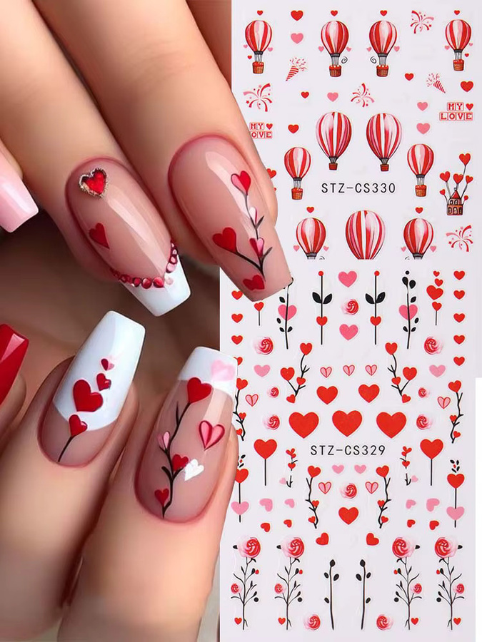 Full Beauty Nail Art Aufkleber, Herz Design, Glänzend, 2 Stück - Bild 4