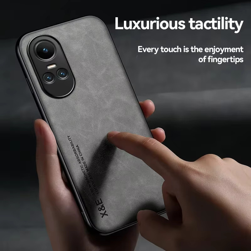 Luxus Magnetische Leder Schutzhülle für Oppo Reno 10 5G in Grau - Bild 4