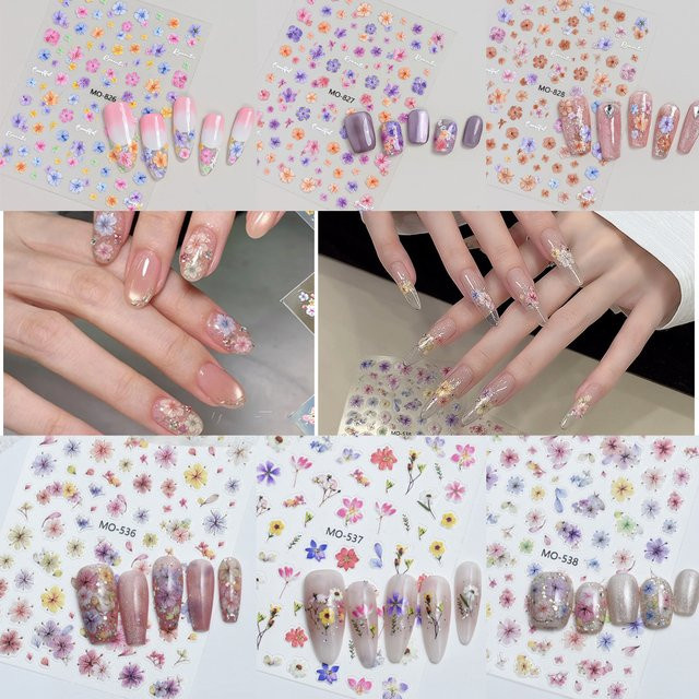CHUNSHU Nagelkunst-Aufkleber, 3D Blumen und Blätter, Glänzend, Damen - Bild 1