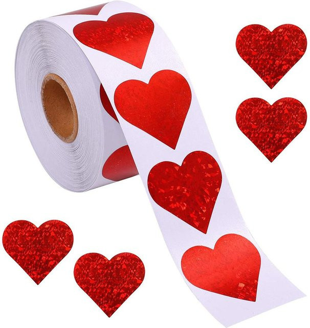 500 Stück Herzförmige Aufkleber von Binchi Outdoor Product in Rot für Scrapbooking, Geschenke und Hochzeitsdekoration - Bild 1