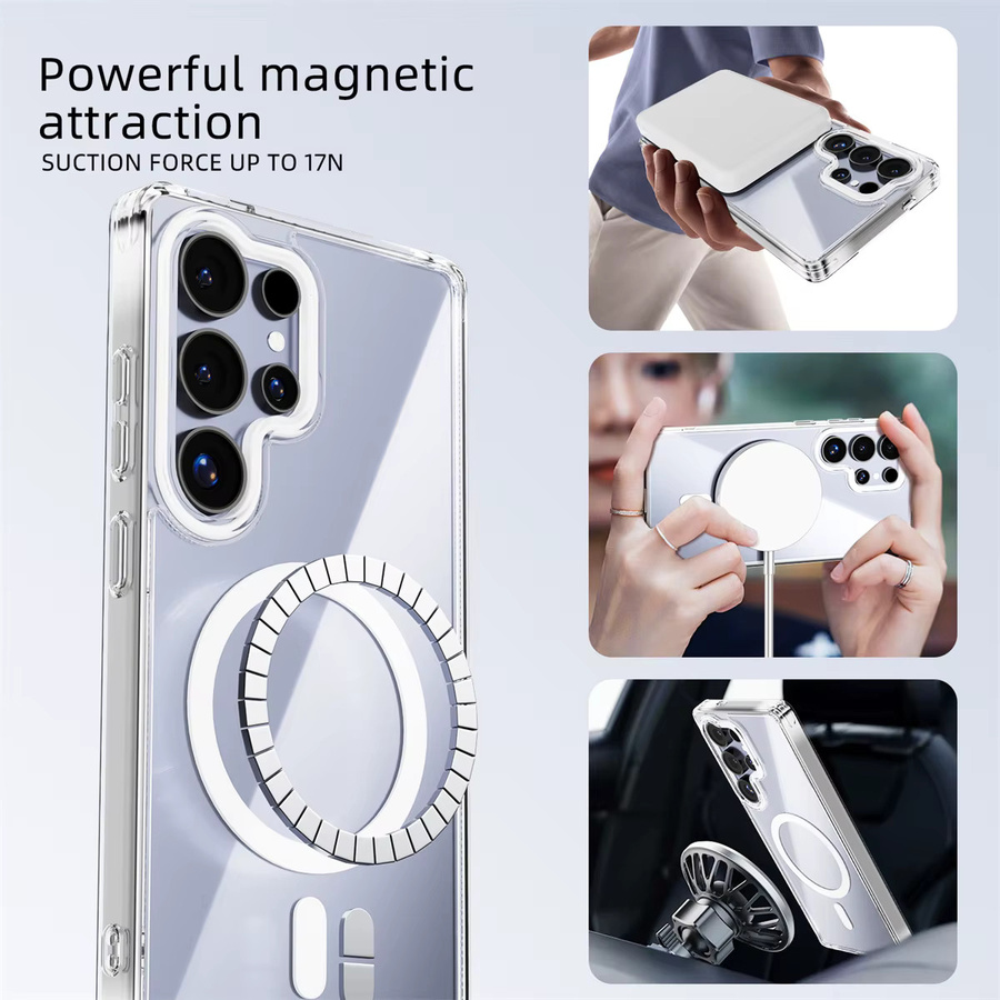 MagSafe Magnetische Handyhülle für Samsung Galaxy S25 Ultra, S25 Plus, S25 Edge, A07 und A17, stoßfestes Hard Cover, transparent - Bild 2