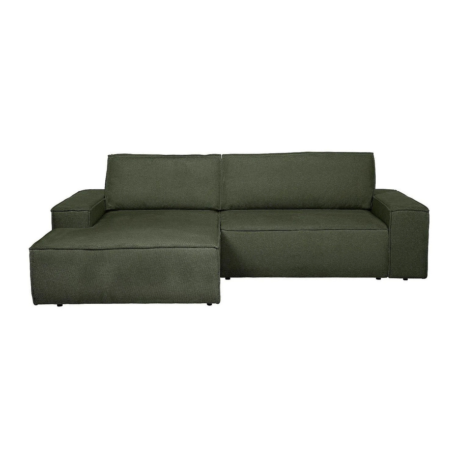 Vente-unique Schlafsofa Amelia in Grün mit L-Form und Polsterung aus Strukturstoff, Breite: 267 cm - Bild 2
