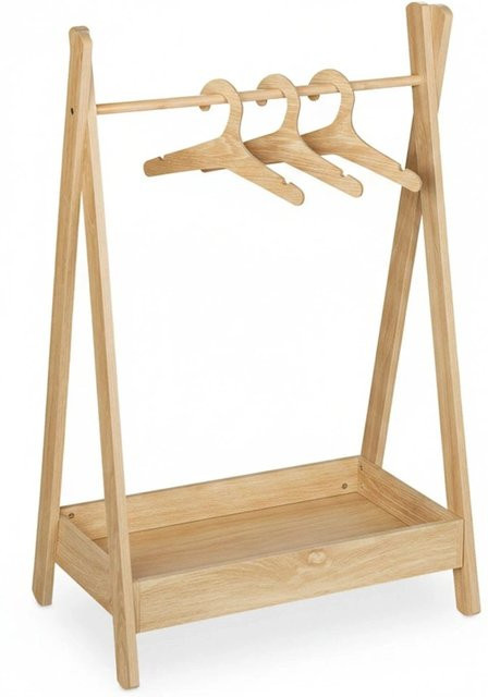 Relaxdays Kinderkleiderständer aus Bambus und MDF in Natur mit Ablage, H x B x T: 98,5 x 62 x 40 cm - Bild 1