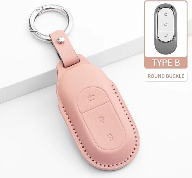 Leder Auto Schlüsselanhänger Hülle für Leapmotor T03 C10 S01 C11 C16 B10 C01 in Pink - Bild 1