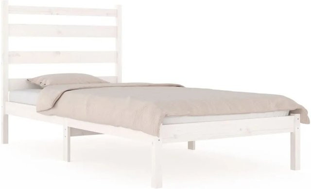vidaXL Massivholzbett aus Kiefer in Weiß, Rustikaler Stil, B/T: 100 x 200 cm - Bild 1