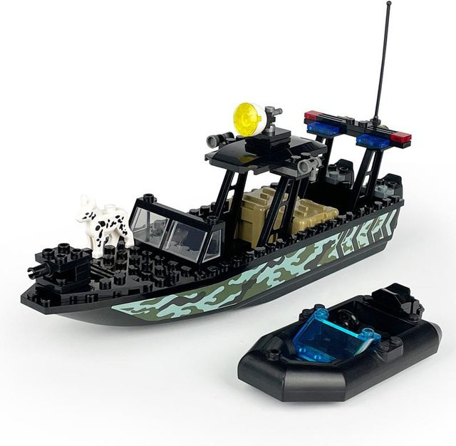 MOC Welt Camo U-Boote Polizeihund Schnellboote Gummiboote Kriegsszene Militär Bausteine, ab 6 Jahren - Bild 1