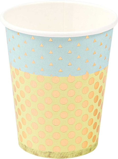 Rico Design Pappbecher Konfetti blau gold multicolor 200ml 12 Stück - Bild 1