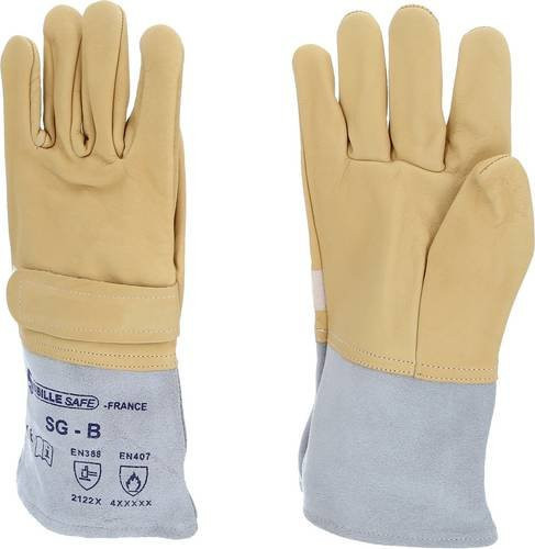 KS Tools Elektriker-Überziehhandschuh aus Leder in Beige, Größe 8-9 - Bild 1